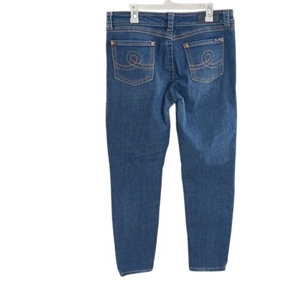 Seven7 Jeans Blue Denim Skinny Stretch Embroidered Womens Size 12 - Picture 5 of 10
